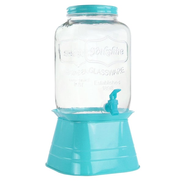 Gibson 2 gal Mason Beverage Dispenser with Metal Base, Blue - 130951.02RR