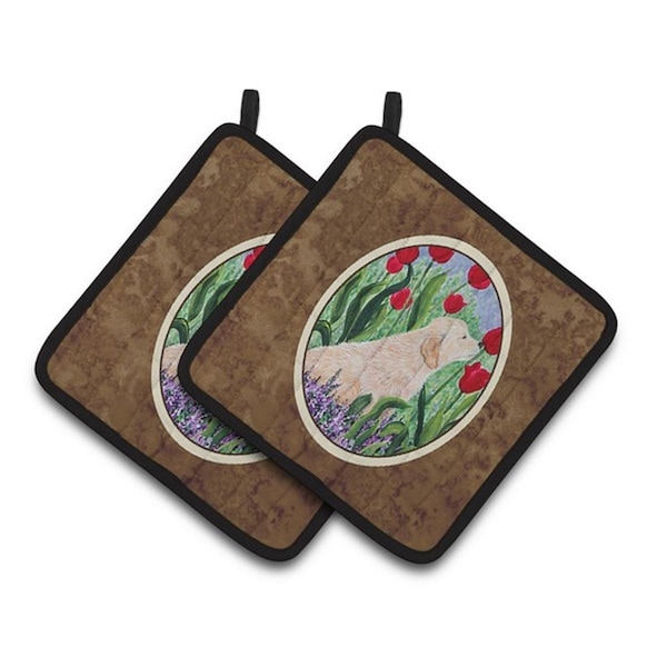 Carolines Treasures Golden Retriever Pair of Pot Holders, 7.5 x 3 x 7.5 in. - SS8610PTHD