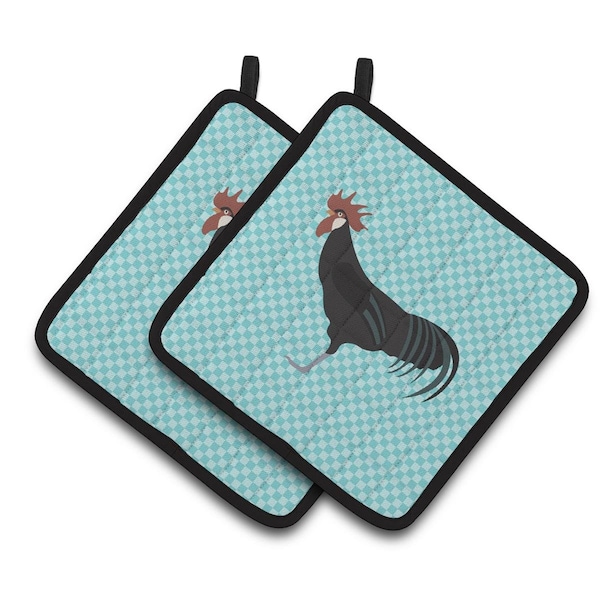 Carolines Treasures Minorca Ctalalan Chicken Blue Check Pair of Pot Holders - BB8015PTHD
