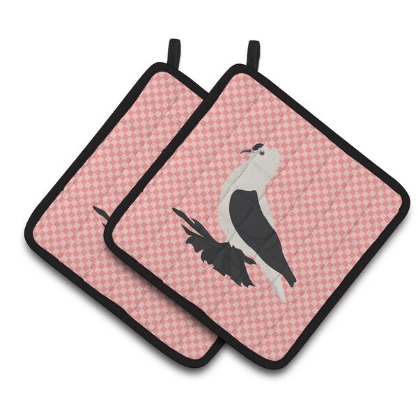 Carolines Treasures Saxon Fairy Swallow Pigeon Pink Check Pair of Pot Holders - BB7946PTHD