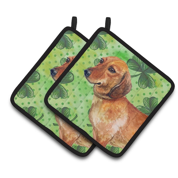 Carolines Treasures Dachshund St.Patricks Pair of Pot Holders - BB9826PTHD