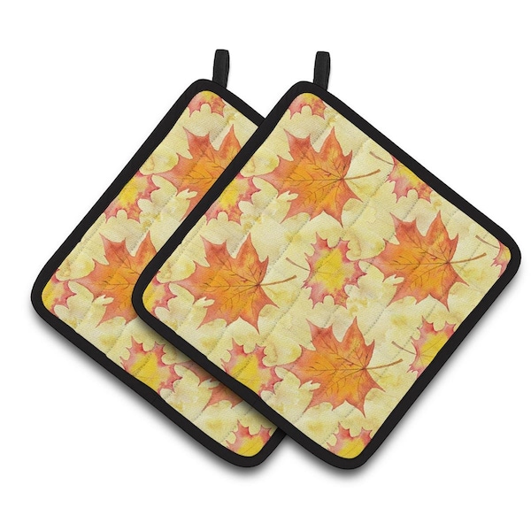 Carolines Treasures Fall Leaves Scattered Pair of Pot Holders - BB7496PTHD