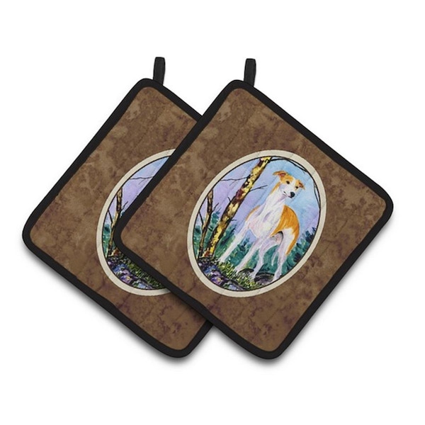 Carolines Treasures Whippet Pair of Pot Holders, 7.5 x 3 x 7.5 in. - SS8662PTHD