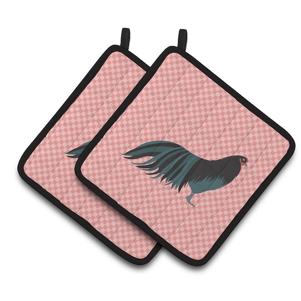 Carolines Treasures Sumatra Chicken Pink Check Pair of Pot Holders - BB7833PTHD