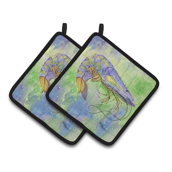 Carolines Treasures Shrimp Pair of Pot Holders, 7.5 x 3 x 7.5 in. - 8342PTHD