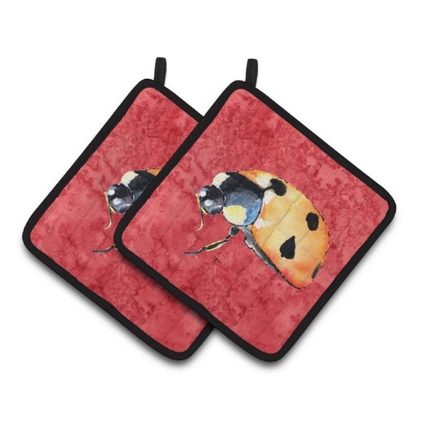 Carolines Treasures Lady Bug on Red Pair of Pot Holders, 7.5 x 3 x 7.5 in. - 8869PTHD