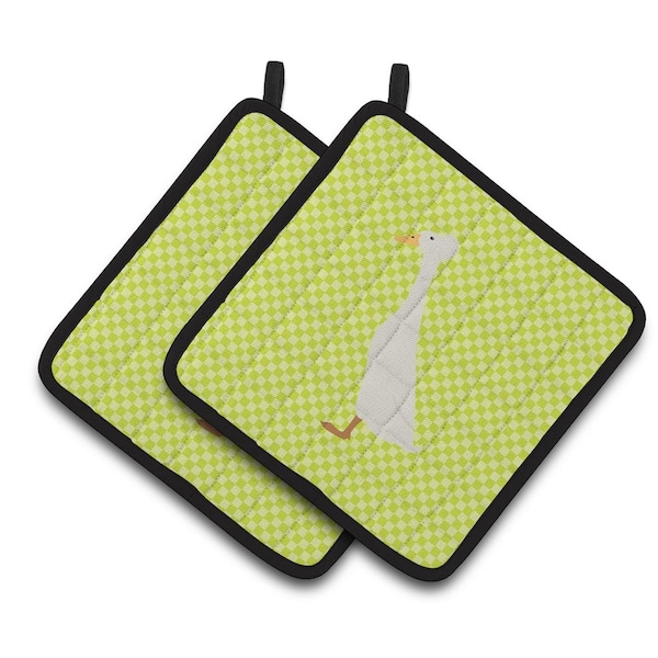 Carolines Treasures Bali Duck Green Pair of Pot Holders - BB7685PTHD