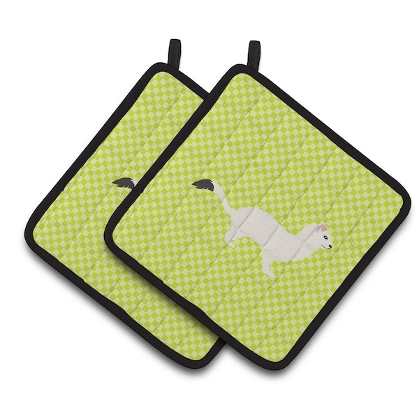 Carolines Treasures Stoat Short-Tailed Weasel Green Pair of Pot Holders - BB7698PTHD