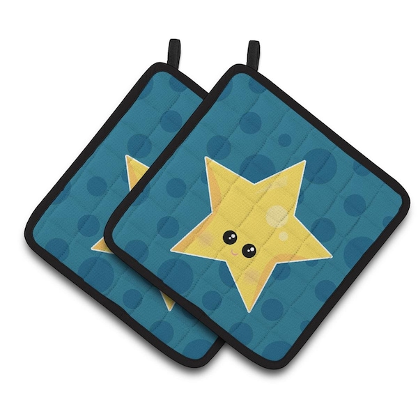 Carolines Treasures Weather Night Star Face Pair of Pot Holders - BB7159PTHD