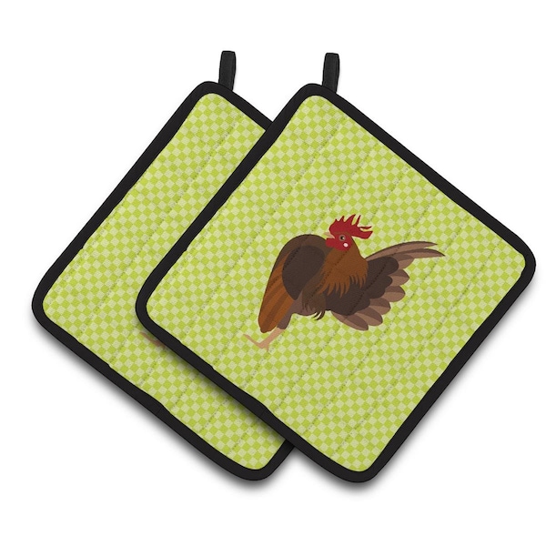Carolines Treasures Malaysian Serama Chicken Green Pair of Pot Holders - BB7668PTHD