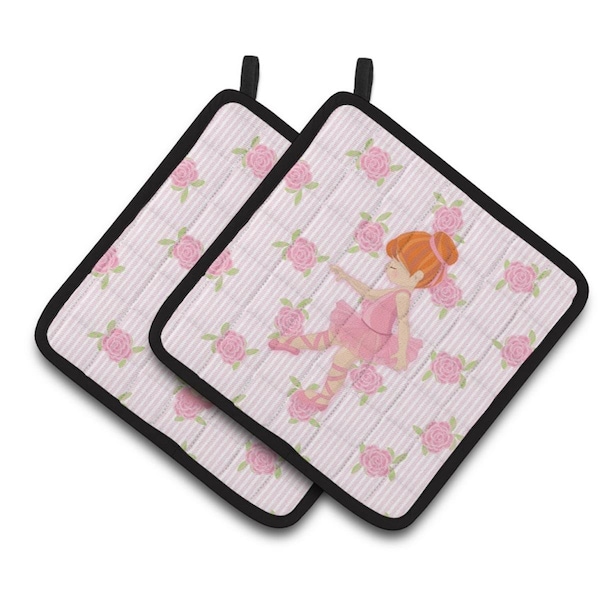 Carolines Treasures Ballerina Red Head Point Pair of Pot Holders - BB5170PTHD