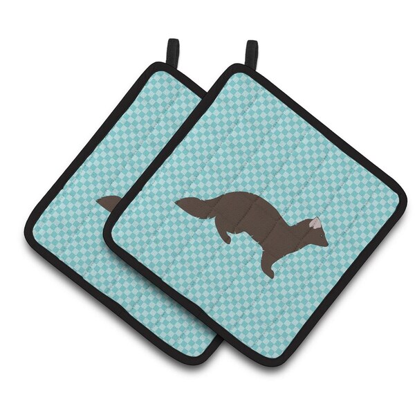Carolines Treasures Sable Marten Blue Check Pair of Pot Holders - BB8043PTHD