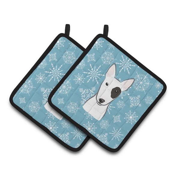 Carolines Treasures Snowflake Bull Terrier Pair of Pot Holders, 7.5 x 3 x 7.5 in. - BB1643PTHD