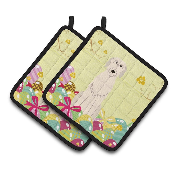 Carolines Treasures Easter Eggs Irish Wolfhound Pair of Pot Holders - BB6065PTHD