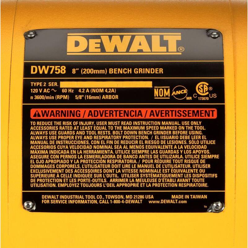 DEWALT 8 pulgadas 205 mm Banco Amoladora - DW758