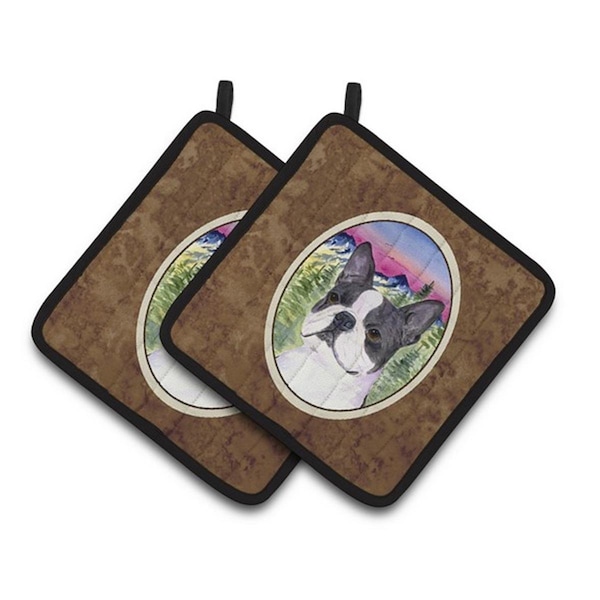 Carolines Treasures Boston Terrier Pair of Pot Holders, 7.5 x 3 x 7.5 in. - SS8339PTHD