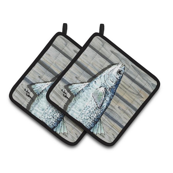 Carolines Treasures Fish Mullet Pair of Pot Holders, 7.5 x 3 x 7.5 in. - 8490PTHD