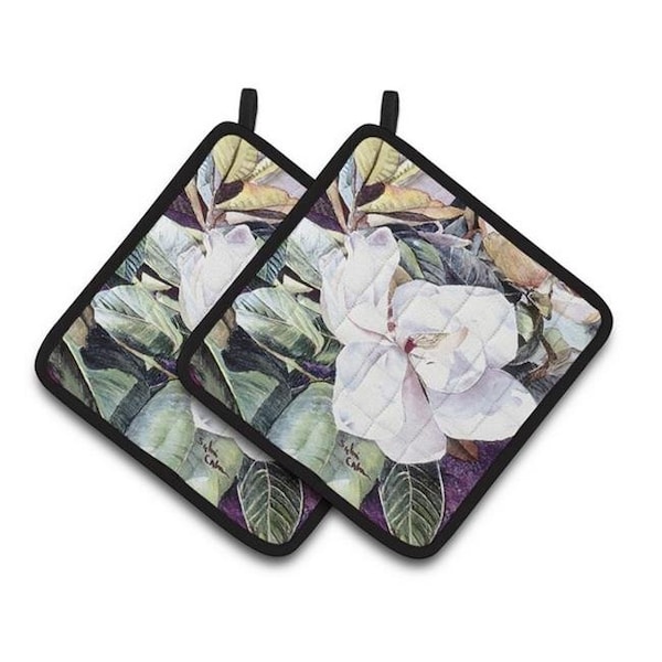Carolines Treasures Carolines Treasures 8002PTHD Flower - Magnolia Pair of Pot Holders; 7.5 x 3 x 7.5 in. - 8002PTHD