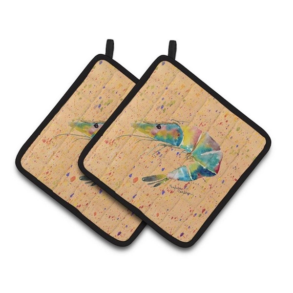 Carolines Treasures Shrimp Pair of Pot Holders, 7.5 x 3 x 7.5 in. - 8469PTHD