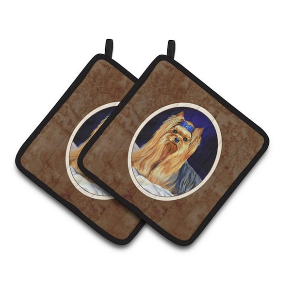 Carolines Treasures Yorkie Pair of Pot Holders, 7.5 x 3 x 7.5 in. - 7157PTHD