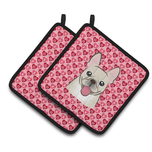 Carolines Treasures French Bulldog Hearts Pair of Pot Holders - BB5308PTHD