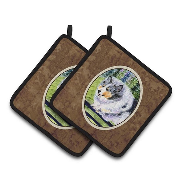 Carolines Treasures Sheltie Pair of Pot Holders, 7.5 x 3 x 7.5 in. - SS8305PTHD