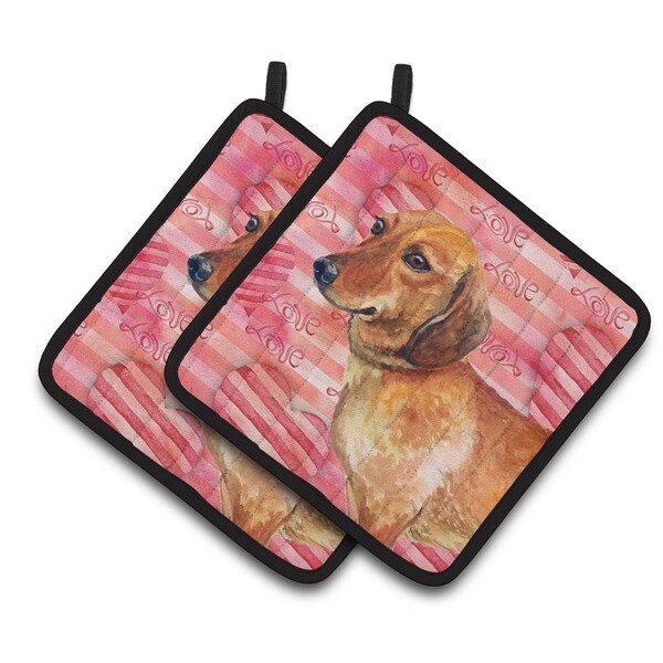 Carolines Treasures Dachshund Love Pair of Pot Holders - BB9739PTHD