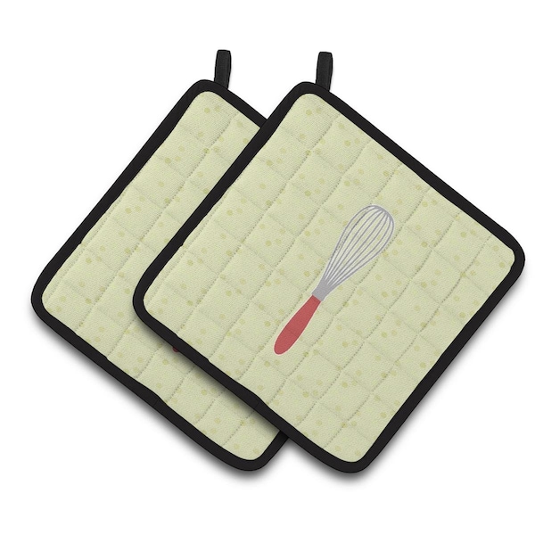Carolines Treasures Wisk on Green Pair of Pot Holders - BB7302PTHD