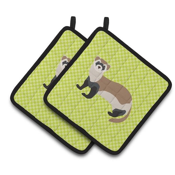 Carolines Treasures Carolines Treasures BB7704PTHD Ferret Green Pair of Pot Holders - BB7704PTHD