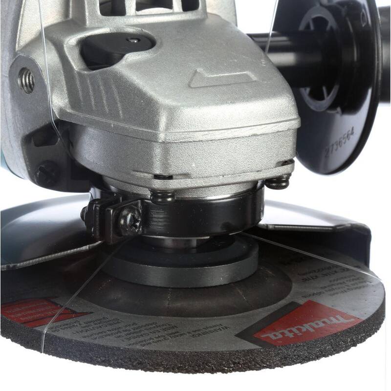 Makita 7.5 amperios con cable 4-1/2 pulgadas Amoladora angular compacta de cambio de llanta fácil con rueda de amolar, protector de rueda y mango lateral - 9557NB.
