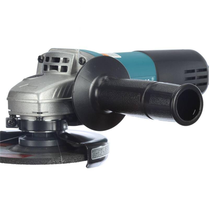 Makita 7.5 amperios con cable 4-1/2 pulgadas Amoladora angular compacta de cambio de llanta fácil con rueda de amolar, protector de rueda y mango lateral - 9557NB.