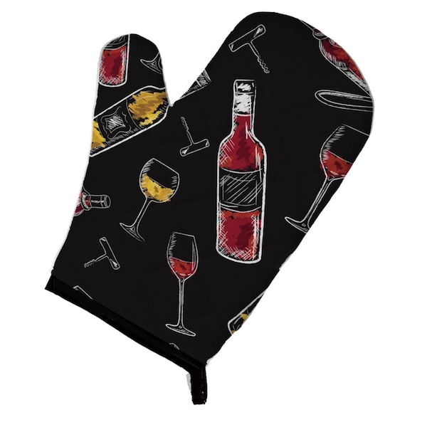 Carolines Treasures Red and White Wine on Black Oven Mitt - BB5197OVMT