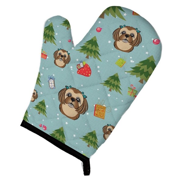 Carolines Treasures Christmas Chocolate and Brown Shih Tzu Oven Mitt - BB5038OVMT