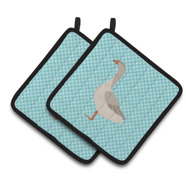 Carolines Treasures Steinbacher Goose Blue Check Pair of Pot Holders - BB8068PTHD