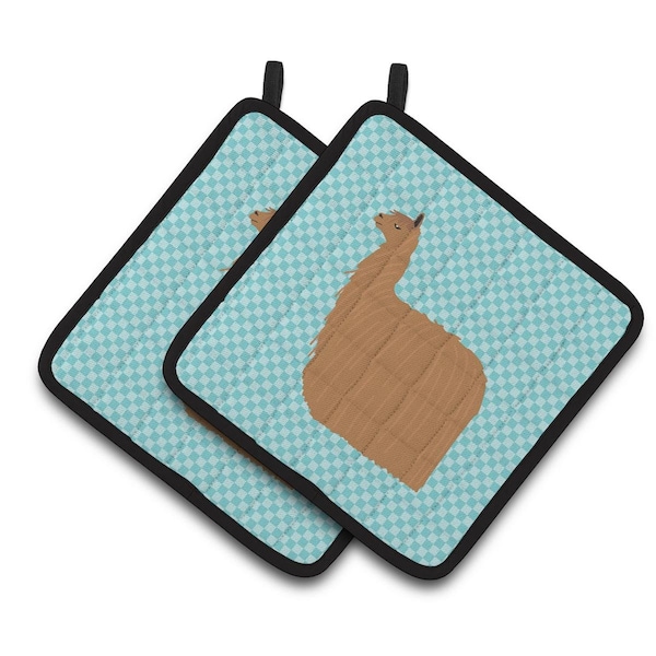 Carolines Treasures Alpaca Suri Blue Check Pair of Pot Holders - BB8094PTHD