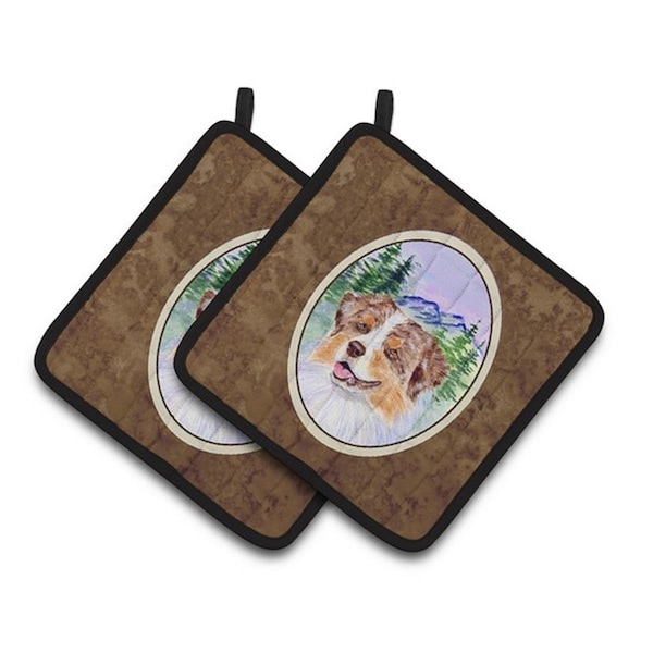 Carolines Treasures Australian Shepherd Pair of Pot Holders, 7.5 x 3 x 7.5 in. - SS8001PTHD