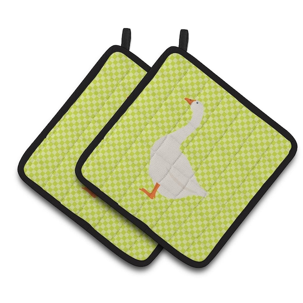 Carolines Treasures Embden Goose Green Pair of Pot Holders - BB7718PTHD