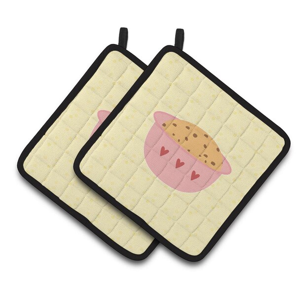 Carolines Treasures Cookie Dough on Yellow Pair of Pot Holders - BB7281PTHD