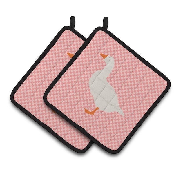 Carolines Treasures Shire Horse Pink Check Pair of Pot Holders - BB7900PTHD