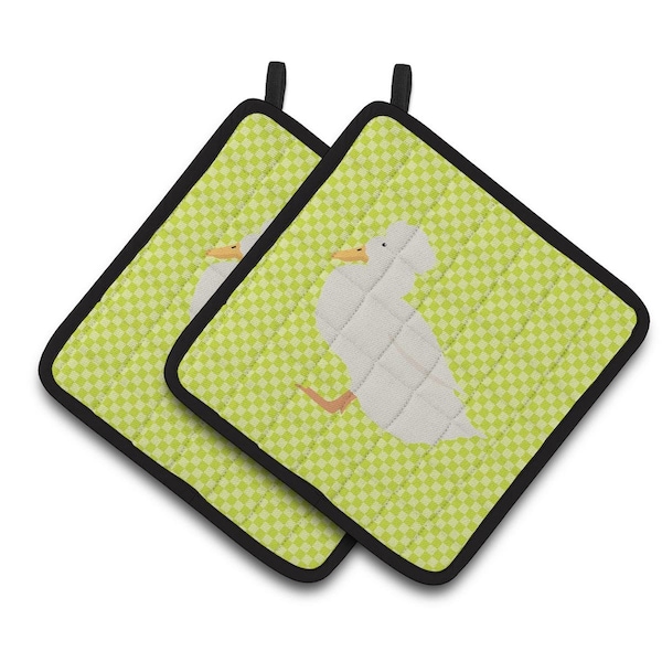 Carolines Treasures Crested Duck Green Pair of Pot Holders - BB7683PTHD