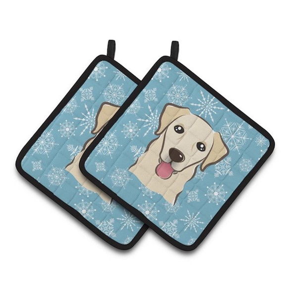 Carolines Treasures Snowflake Golden Retriever Pair of Pot Holders, 7.5 x 3 x 7.5 in. - BB1686PTHD