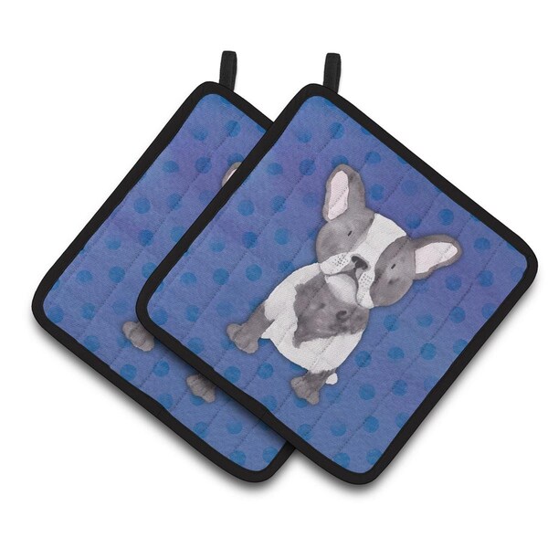 Carolines Treasures French Bulldog Polkadot Watercolor Pair of Pot Holders - BB7394PTHD