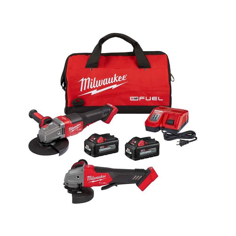 Amoladora inalámbrica sin escobillas Milwaukee M18 FUEL de 18 V con interruptor de paleta y kit de amoladora angular FUEL - 2980-22-2880-20.