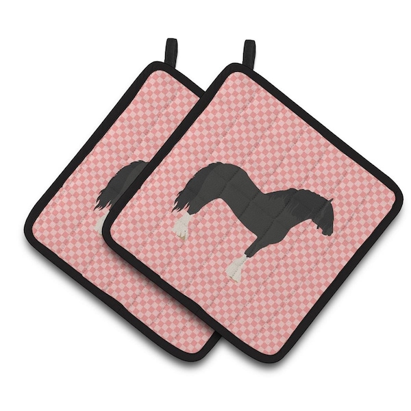 Carolines Treasures Pomeranian Rogener Goose Pink Check Pair of Pot Holders - BB7904PTHD