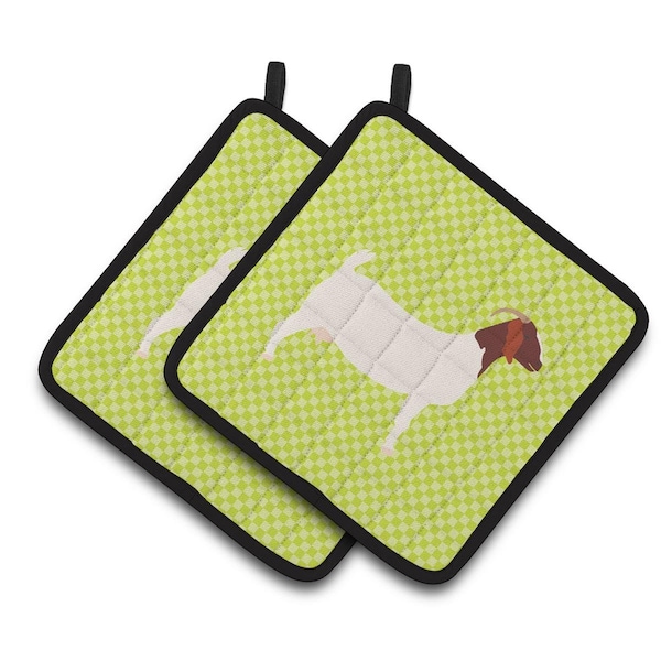 Carolines Treasures Boer Goat Green Pair of Pot Holders - BB7712PTHD