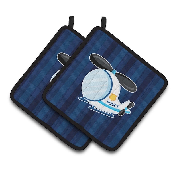 Carolines Treasures Police Helicopter Pair of Pot Holders - BB7008PTHD