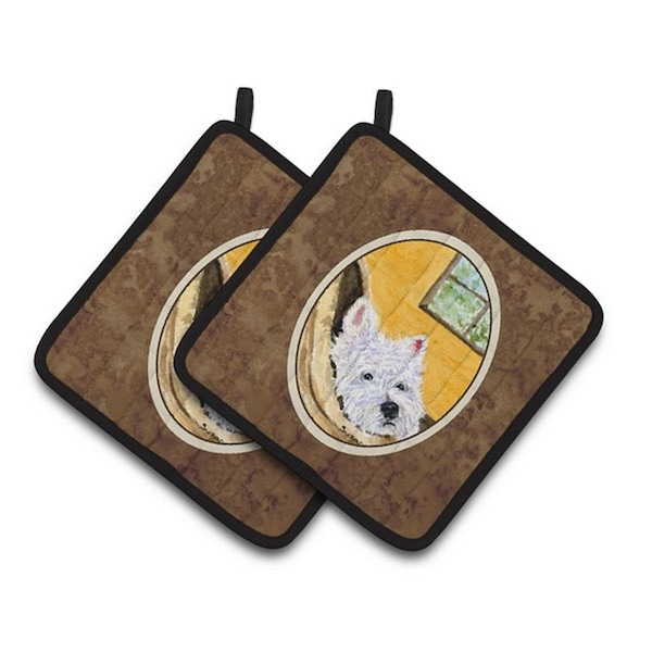 Carolines Treasures Westie Pair of Pot Holders, 7.5 x 3 x 7.5 in. - SS8785PTHD