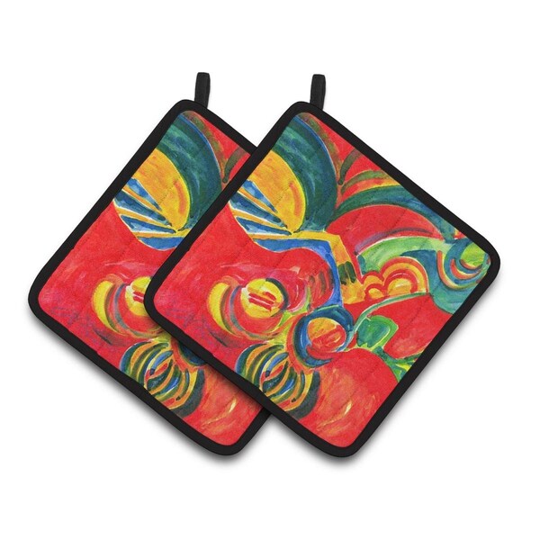 Carolines Treasures Christmas Holly Berries Abstract Pair of Pot Holders - 6128PTHD