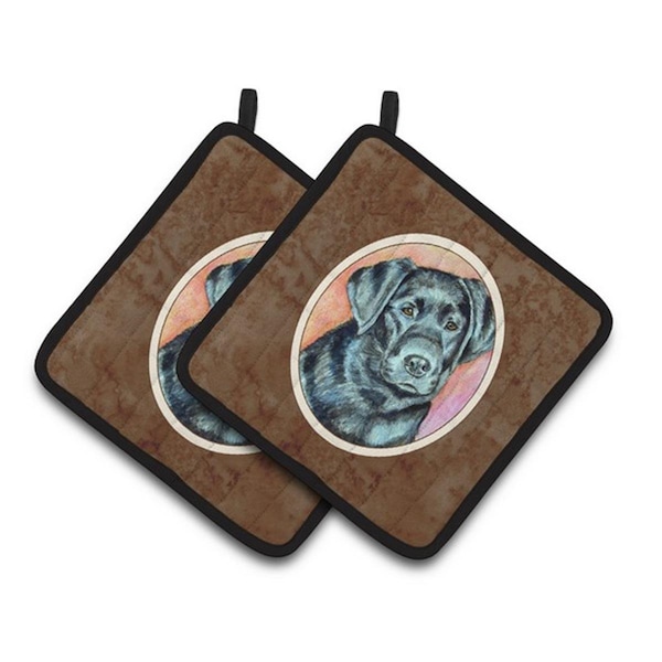 Carolines Treasures Black Labrador Pair of Pot Holders, 7.5 x 3 x 7.5 in. - 7177PTHD