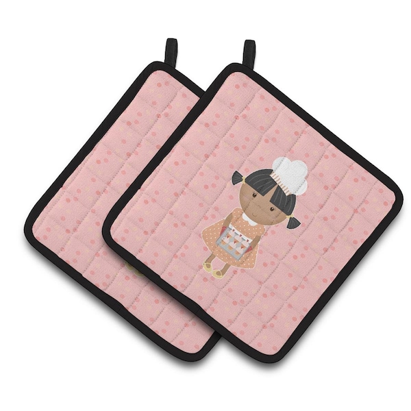 Carolines Treasures Baker African American on Pink Pair of Pot Holders - BB7278PTHD